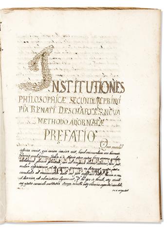 Manuscript on Paper. Cartesian Natural Philosophy, Astronomy, Medicine, & Science.